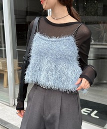 andme（アンドミー）の「【新色追加】ショート丈フェザーペプラムニットビスチェ（ニット/セーター）」