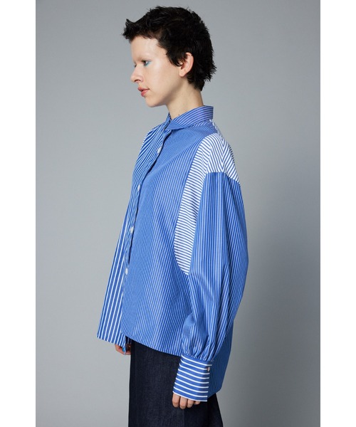 HeRIN.CYE（ヘリンドットサイ）の「Mix-striped shirt　　ミックスストライプシャツ（シャツ/ブラウス・レディース・ブラック/ブルー・FREE）」の11枚目の写真