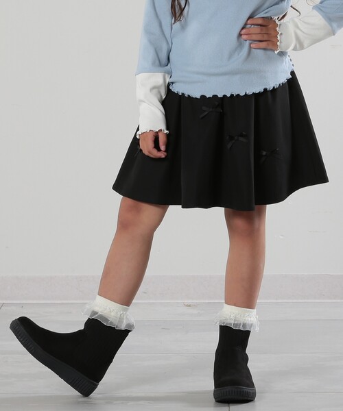 SHOO・LA・RUE（シューラルー）の「◆【110-140cm】ブロードリボンスカート（スカート・キッズ・ブラック/サックスブルー/ベージュ・12/11/14/13）」の2枚目の写真