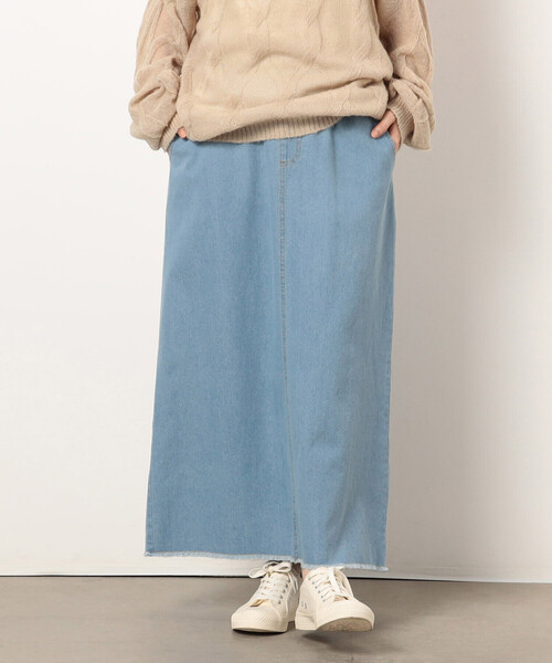 オイリリーデニムスカート新品未使用 セール】ハイウエスト リメイク デニム フリル スリット