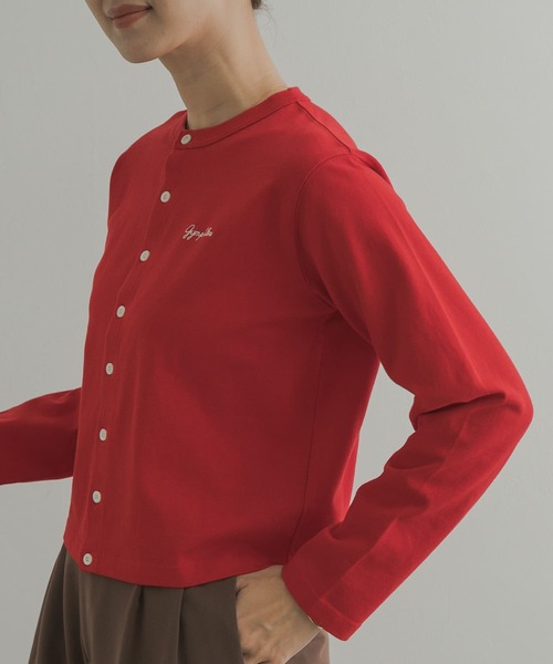 GYMPHLEX（ジムフレックス）の「GYMPHLEX　SHORT CREW NECK CARDIGAN（カーディガン/ボレロ・レディース・レッド/ホワイト系その他/グレー・14）」の14枚目の写真