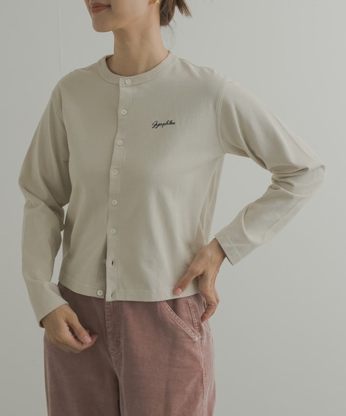 GYMPHLEX（ジムフレックス）の「GYMPHLEX　SHORT CREW NECK CARDIGAN（カーディガン/ボレロ・レディース・レッド/ホワイト系その他/グレー・14）」の16枚目の写真