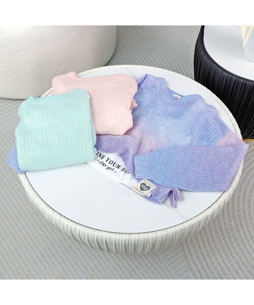 algy（アルジー）の「ふんわり透かし編みニット&インナーセット（ニット/セーター・キッズ・ピンク/レインボー/ミント・XXX-SMALL/XX-SMALL/X-SMALL/SMALL/MEDIUM）」の16枚目の写真