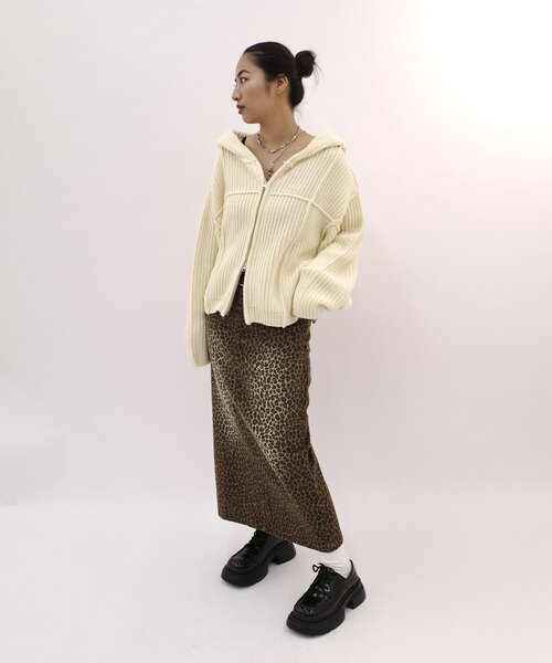 WHO'S WHO gallery(フーズフーギャラリー)の「ジップニットパーカー(パーカー・レディース・チャコールグレー/ブラック/アイボリー・FREE)」の7枚目の写真