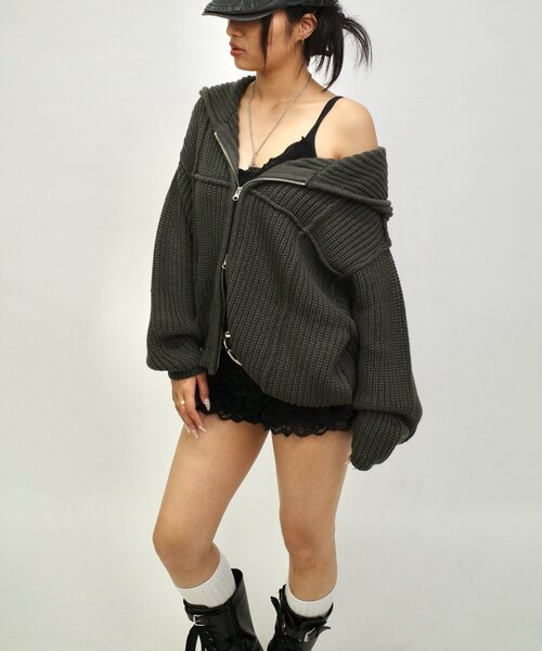 WHO'S WHO gallery(フーズフーギャラリー)の「ジップニットパーカー(パーカー・レディース・チャコールグレー/ブラック/アイボリー・FREE)」の21枚目の写真