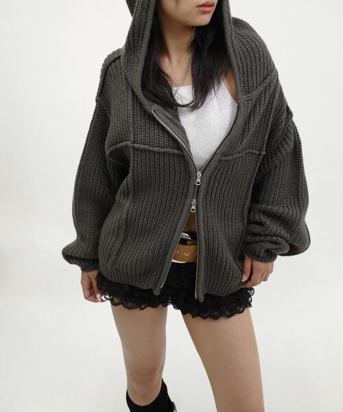 WHO'S WHO gallery(フーズフーギャラリー)の「ジップニットパーカー(パーカー・レディース・チャコールグレー/ブラック/アイボリー・FREE)」の22枚目の写真