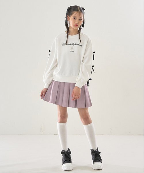 メゾピアノ新品新作タグ付きタックスリーブリボントレーナー150 タックスリーブリボントレーナー(S(140cm) 紺): ジュニア