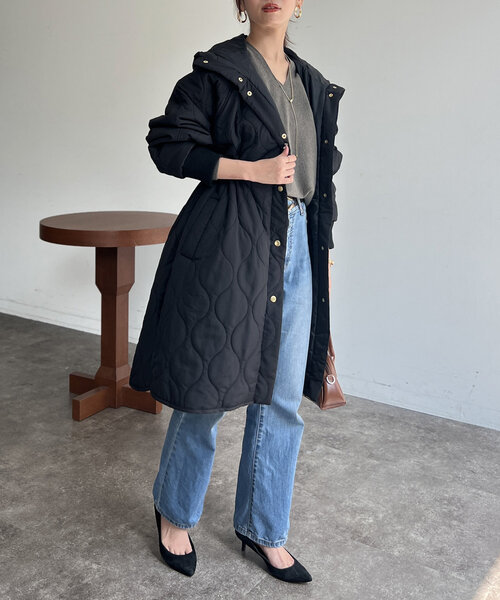 Chez toi（シェトワ）の「【超軽量！！730ｇ】ウエストドロストキルティングコート（その他アウター・レディース・ベージュ/ブラック/カーキ・FREE）」の9枚目の写真