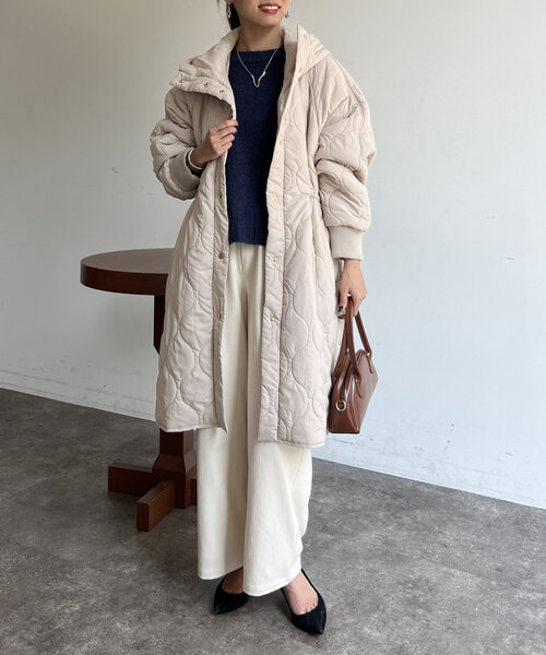 Chez toi（シェトワ）の「【超軽量！！730ｇ】ウエストドロストキルティングコート（その他アウター・レディース・ベージュ/ブラック/カーキ・FREE）」の18枚目の写真