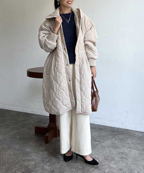 Chez toi（シェトワ）の「【超軽量！！730ｇ】ウエストドロストキルティングコート（その他アウター・レディース・ベージュ/ブラック/カーキ・FREE）」の19枚目の写真