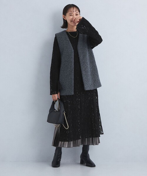 green label relaxing(グリーンレーベルリラクシング)の「レース ワンピース(ワンピース・レディース・ブラック/オフホワイト・FREE)」の5枚目の写真