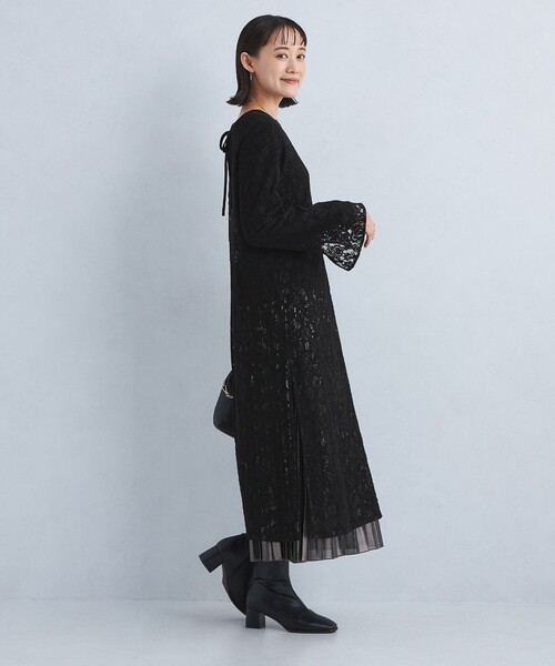 green label relaxing(グリーンレーベルリラクシング)の「レース ワンピース(ワンピース・レディース・ブラック/オフホワイト・FREE)」の7枚目の写真