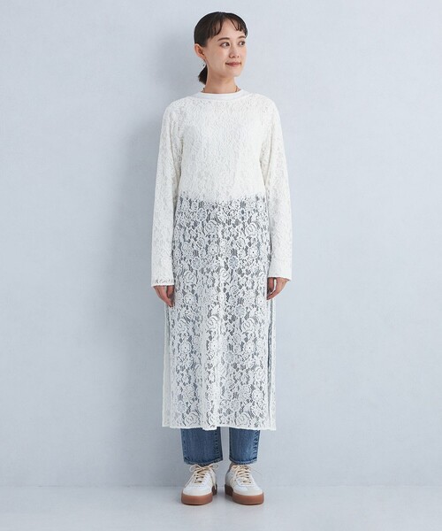 green label relaxing(グリーンレーベルリラクシング)の「レース ワンピース(ワンピース・レディース・ブラック/オフホワイト・FREE)」の9枚目の写真