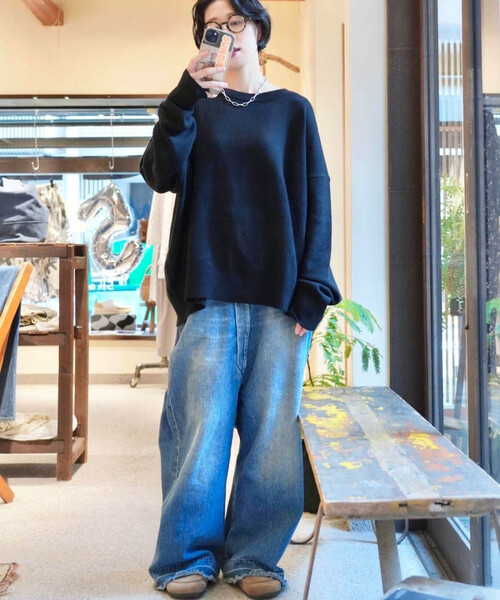 JOURNAL STANDARD LUXE（ジャーナルスタンダード　ラックス）の「W/C/Nテンジク クルーネックプルオーバー（ニット/セーター・レディース・ブラック/ネイビー/ホワイト×ホワイト・FREE）」の6枚目の写真