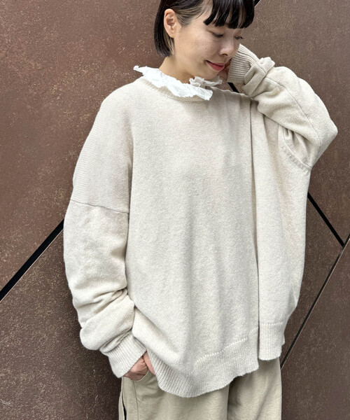 ジャーナルスタンダードラックス　コットンテンジク バイカラークルーネックニット COTTONテンジク バイカラークルーネックプルオーバー（ニット