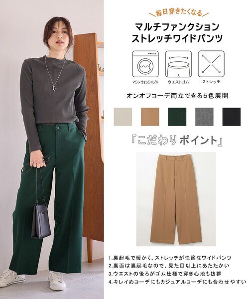 ANY(エニィ)の「【ストレッチ/ウエストゴム/裏起毛】マルチファンクションストレッチワイドパンツ(その他パンツ・レディース・ライトグレー系/グリーン系/黄土色系/グレー系/ブラック系・1/2/3)」の6枚目の写真