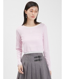 ロゴ刺繍クロップドカットソー