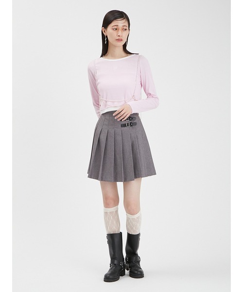 FURFUR（ファーファー）の「ロゴ刺繍クロップドカットソー（Tシャツ/カットソー・レディース・ブラウン/ホワイト/サックスブルー/ブラック/ピンク・FREE）」の12枚目の写真