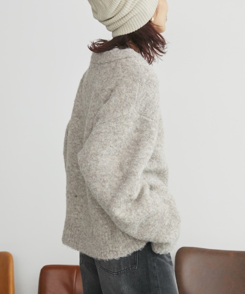 Auntie Rosa Holiday(アンティローザホリデー)の「ブークレハーフジップニットプルオーバー(ニット/セーター・レディース・グレー/ブルー/グレイッシュベージュ・FREE)」の15枚目の写真