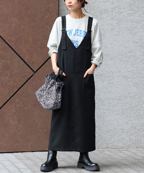 JOURNAL STANDARD relume（ジャーナルスタンダード　レリューム）の「《追加》ヘリンボンジャンパースカート（ワンピース・レディース・グレー/ブラック・38/36）」の3枚目の写真