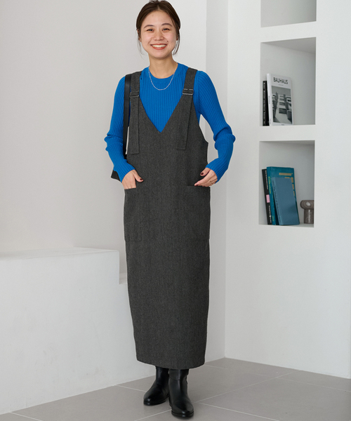 JOURNAL STANDARD relume（ジャーナルスタンダード　レリューム）の「《追加》ヘリンボンジャンパースカート（ワンピース・レディース・グレー/ブラック・38/36）」の11枚目の写真