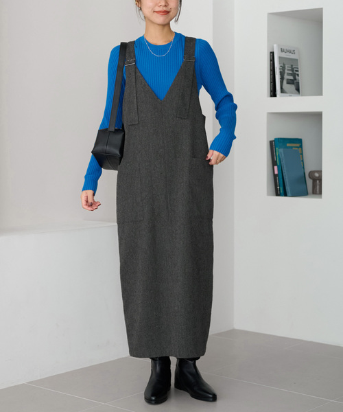 JOURNAL STANDARD relume（ジャーナルスタンダード　レリューム）の「《追加》ヘリンボンジャンパースカート（ワンピース・レディース・グレー/ブラック・38/36）」の12枚目の写真