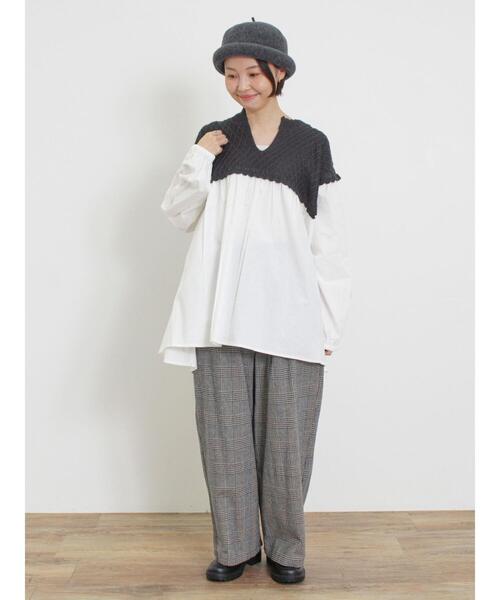 Samansa Mos2（サマンサ モスモス）の「ニットドッキングチュニック（チュニック・レディース・チャコールグレー/カーキ/マスタード/キナリ・F）」の10枚目の写真