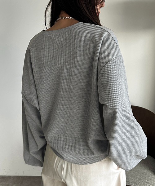 apres jour mignon(アプレジュールミニョン)の「ヘンリーワッフルユルTOPS【ZOZOTOWN限定アイテム】(Tシャツ/カットソー・レディース・ブラック/ダークブラウン/アイボリー/杢グレー・フリー/X-LARGE)」の20枚目の写真