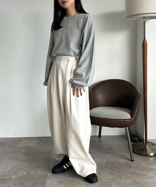 apres jour mignon(アプレジュールミニョン)の「ヘンリーワッフルユルTOPS【ZOZOTOWN限定アイテム】(Tシャツ/カットソー・レディース・ブラック/ダークブラウン/アイボリー/杢グレー・フリー/X-LARGE)」の21枚目の写真