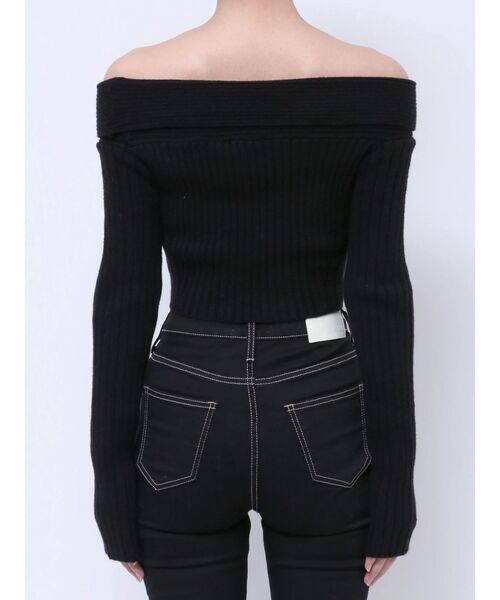 GYDA（ジェイダ）の「TWISTオフショルショートニットトップス（ニット/セーター・レディース・オフホワイト/ブラック・FREE）」の10枚目の写真