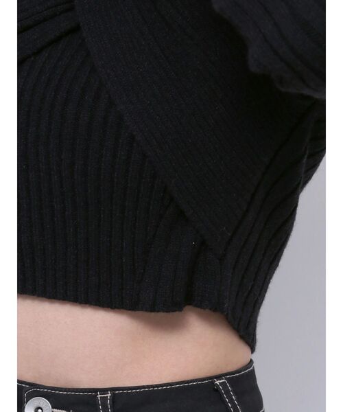 GYDA（ジェイダ）の「TWISTオフショルショートニットトップス（ニット/セーター・レディース・オフホワイト/ブラック・FREE）」の13枚目の写真