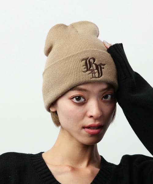 BACK TO THE FIELD（バック トゥー ザ フィールド）の「【BTTF】オールドイングリッシュ刺しゅうビーニー（ニットキャップ/ビーニー・レディース・ブラック/ホワイト/ベージュ・FREE）」の3枚目の写真