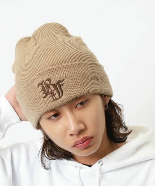 BTTF】オールドイングリッシュ刺しゅうビーニー（ニットキャップ