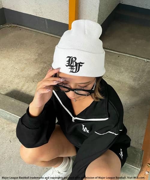 BACK TO THE FIELD（バック トゥー ザ フィールド）の「【BTTF】オールドイングリッシュ刺しゅうビーニー（ニットキャップ/ビーニー・レディース・ブラック/ホワイト/ベージュ・FREE）」の18枚目の写真