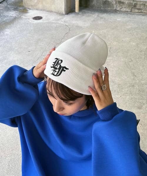 BACK TO THE FIELD（バック トゥー ザ フィールド）の「【BTTF】オールドイングリッシュ刺しゅうビーニー（ニットキャップ/ビーニー・レディース・ブラック/ホワイト/ベージュ・FREE）」の19枚目の写真