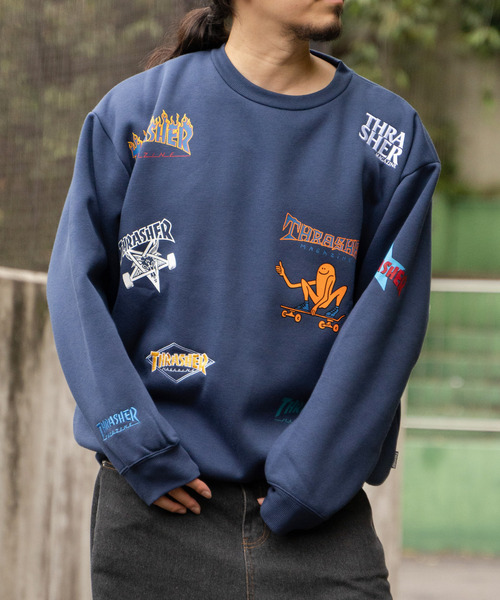THRASHER(スラッシャー)の「THRASHER スラッシャー 総柄スウェット(スウェット・メンズ・ホワイト/ネイビー/グレー/ブラック・M/L)」の5枚目の写真