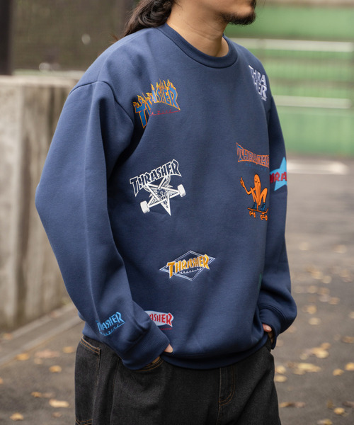 THRASHER(スラッシャー)の「THRASHER スラッシャー 総柄スウェット(スウェット・メンズ・ホワイト/ネイビー/グレー/ブラック・M/L)」の6枚目の写真