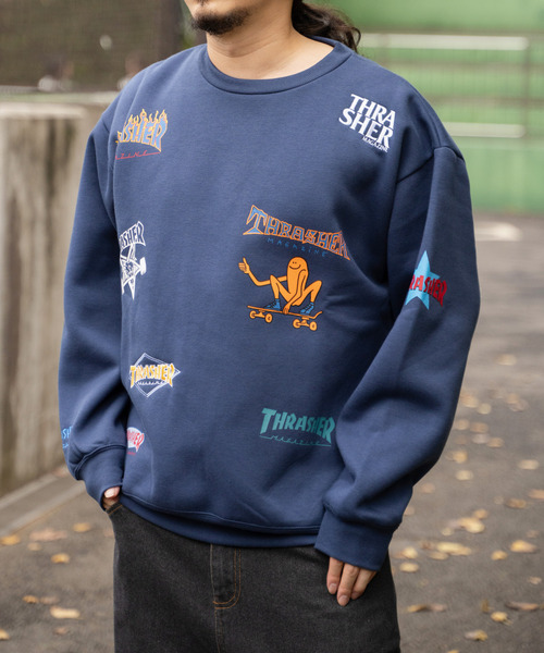 THRASHER(スラッシャー)の「THRASHER スラッシャー 総柄スウェット(スウェット・メンズ・ホワイト/ネイビー/グレー/ブラック・M/L)」の7枚目の写真