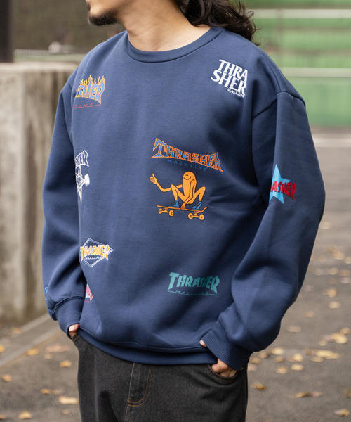 THRASHER(スラッシャー)の「THRASHER スラッシャー 総柄スウェット(スウェット・メンズ・ホワイト/ネイビー/グレー/ブラック・M/L)」の8枚目の写真
