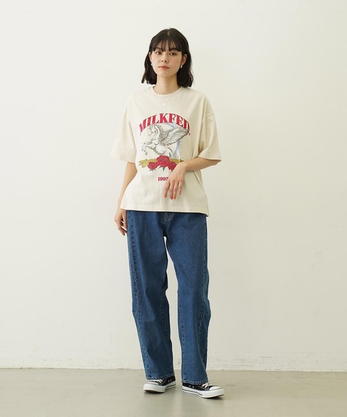 MILKFED.（ミルクフェド）の「PEGASUS VINTAGE STYLE WIDE S/S TEE（Tシャツ/カットソー・レディース・オフホワイト/アッシュ/チャコール・M/L）」の9枚目の写真