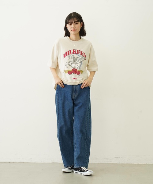 MILKFED.（ミルクフェド）の「PEGASUS VINTAGE STYLE WIDE S/S TEE（Tシャツ/カットソー・レディース・オフホワイト/アッシュ/チャコール・M/L）」の10枚目の写真