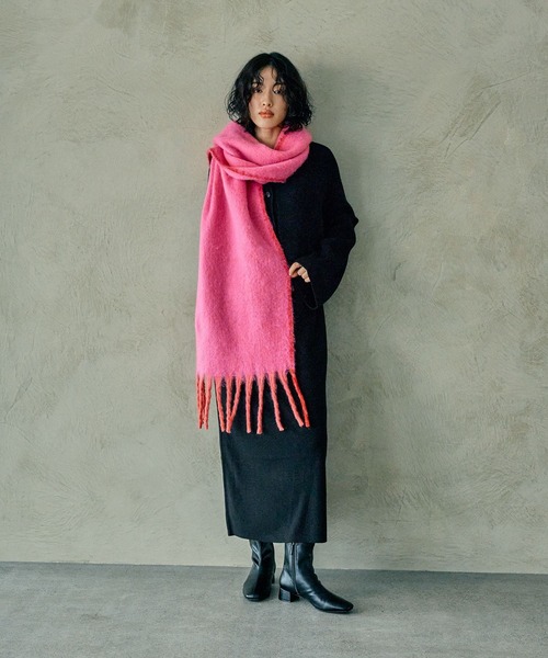 ノベルティロゴ入り ピンク ストール 数量限定】ノベルティ付き カシミヤチェックストール（ストール