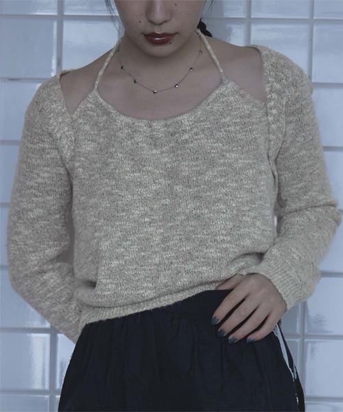 miette(ミエット)の「ホルターネックレイヤード風ニット(ニット/セーター・レディース・ライトブルー/ベージュ/ブラウン・FREE)」の11枚目の写真