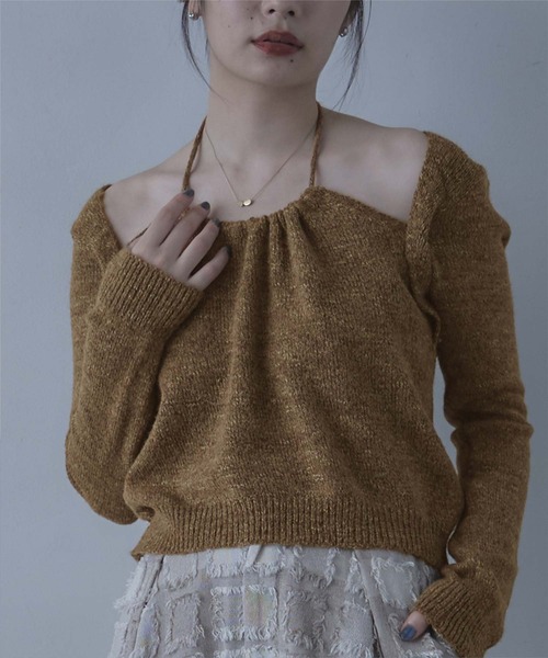 miette(ミエット)の「ホルターネックレイヤード風ニット(ニット/セーター・レディース・ライトブルー/ベージュ/ブラウン・FREE)」の8枚目の写真