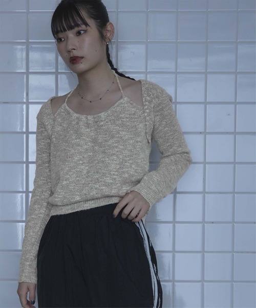 miette(ミエット)の「ホルターネックレイヤード風ニット(ニット/セーター・レディース・ライトブルー/ベージュ/ブラウン・FREE)」の16枚目の写真