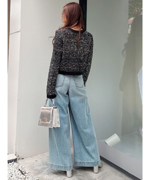 MERCURYDUO（マーキュリーデュオ）の「ノーカラーツイードニットカーディガン（カーディガン/ボレロ・レディース・ネイビー/ブラック/オフホワイト・FREE）」の9枚目の写真