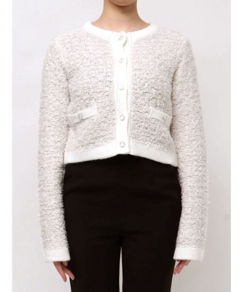 MERCURYDUO（マーキュリーデュオ）の「ノーカラーツイードニットカーディガン（カーディガン/ボレロ・レディース・ネイビー/ブラック/オフホワイト・FREE）」の14枚目の写真