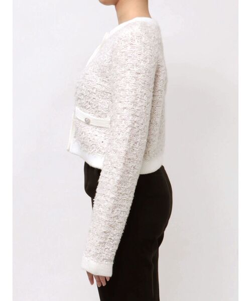 MERCURYDUO（マーキュリーデュオ）の「ノーカラーツイードニットカーディガン（カーディガン/ボレロ・レディース・ネイビー/ブラック/オフホワイト・FREE）」の15枚目の写真