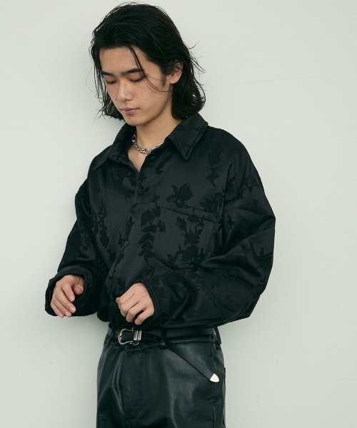 Shoowtime(ショウタイム)の「Botanical pattern back velor regular collar l/s shirt / ボタニカルパターン裏ベロアレギュラーカラー長袖シャツ(シャツ/ブラウス・メンズ・ブラック/ホワイト・MEDIUM/X-LARGE/LARGE)」の15枚目の写真