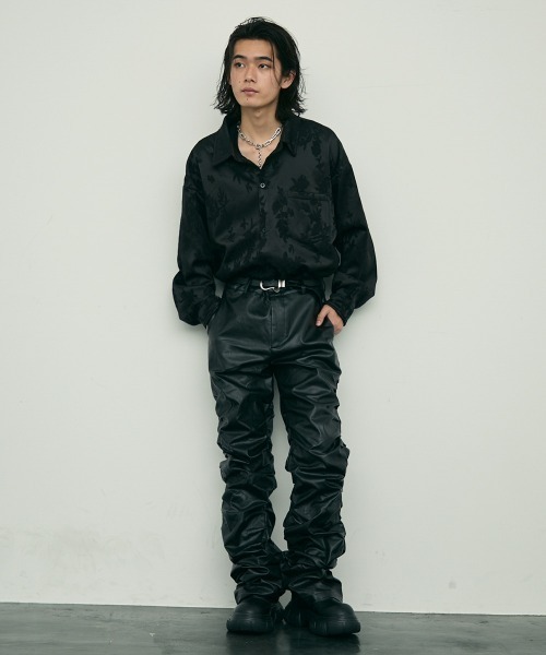 Shoowtime(ショウタイム)の「Botanical pattern back velor regular collar l/s shirt / ボタニカルパターン裏ベロアレギュラーカラー長袖シャツ(シャツ/ブラウス・メンズ・ブラック/ホワイト・MEDIUM/X-LARGE/LARGE)」の21枚目の写真